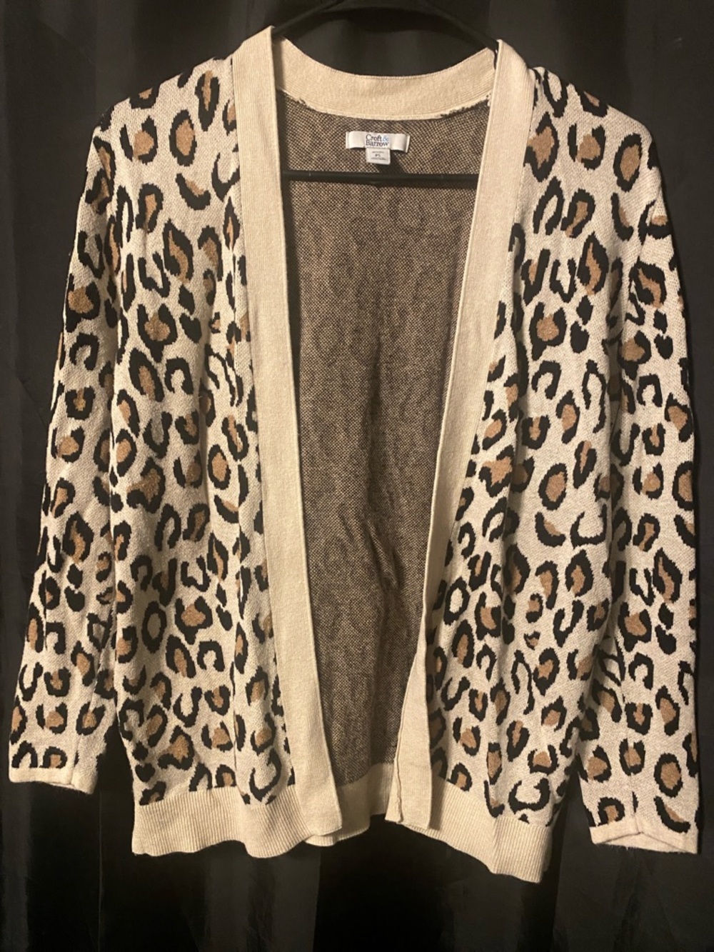 Croft & Barrow Leopard Print Open Front Cardigan - Beige/Tan/Black